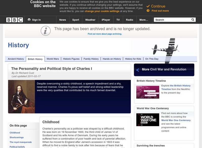 Bbc History: British History: Civil War: Personality and Politics of Charles I Handout Bbc History: British History: Civil War: Personality and Politics of Charles I Handout