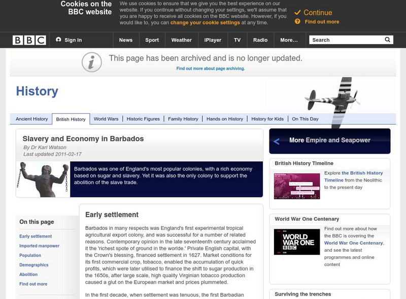 Bbc History: British History: Empire: Slavery and Economy in Barbados Handout Bbc History: British History: Empire: Slavery and Economy in Barbados Handout