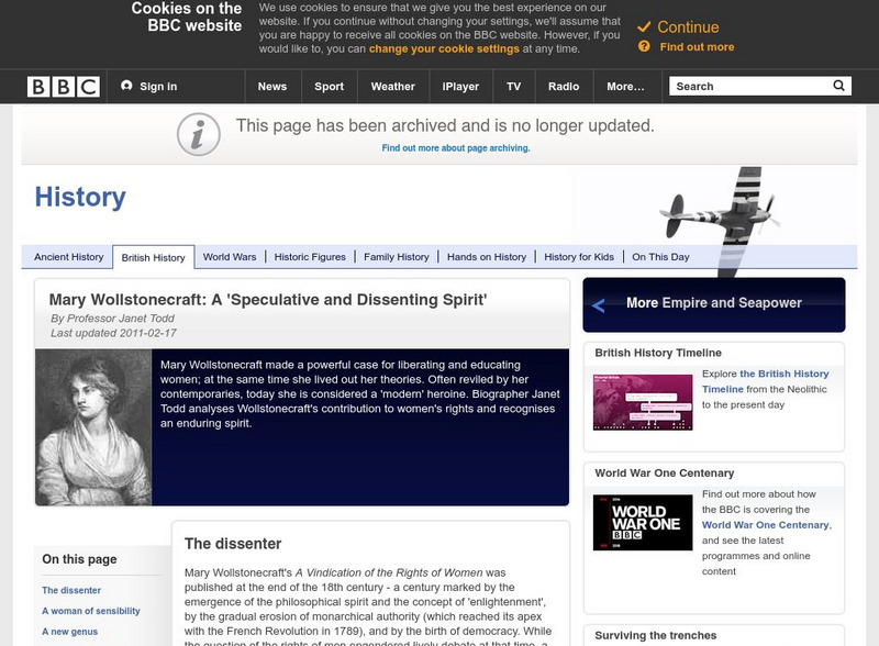 Bbc History: British History: Empire: Mary Wollstonecraft: The Dissenter Website Bbc History: British History: Empire: Mary Wollstonecraft: The Dissenter Website