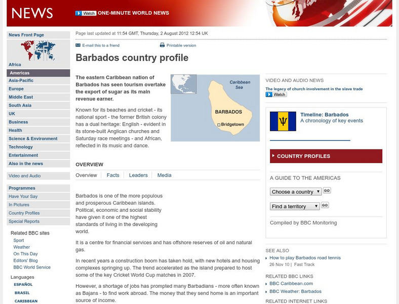 Bbc: News: Country Profile: Barbados Article Bbc: News: Country Profile: Barbados Article