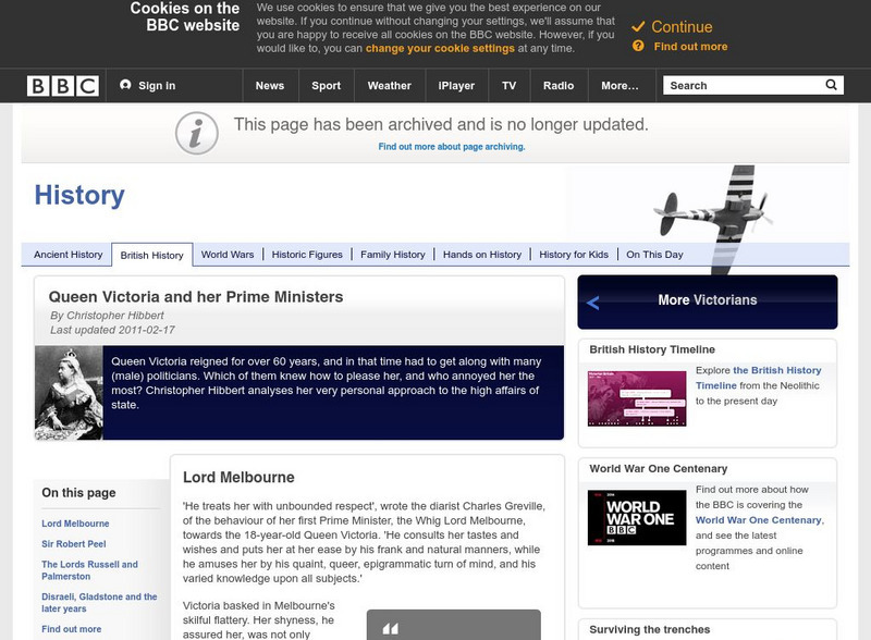 Bbc History: British History: Victorians: Queen Victoria and Her Prime Ministers Handout Bbc History: British History: Victorians: Queen Victoria and Her Prime Ministers Handout