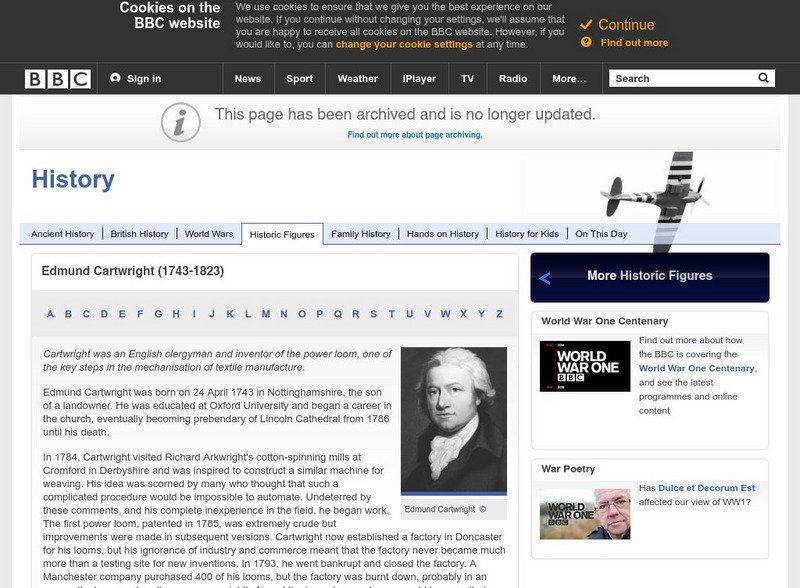 Bbc: History: Edmund Cartwright (1743 1823) Website Bbc: History: Edmund Cartwright (1743 1823) Website