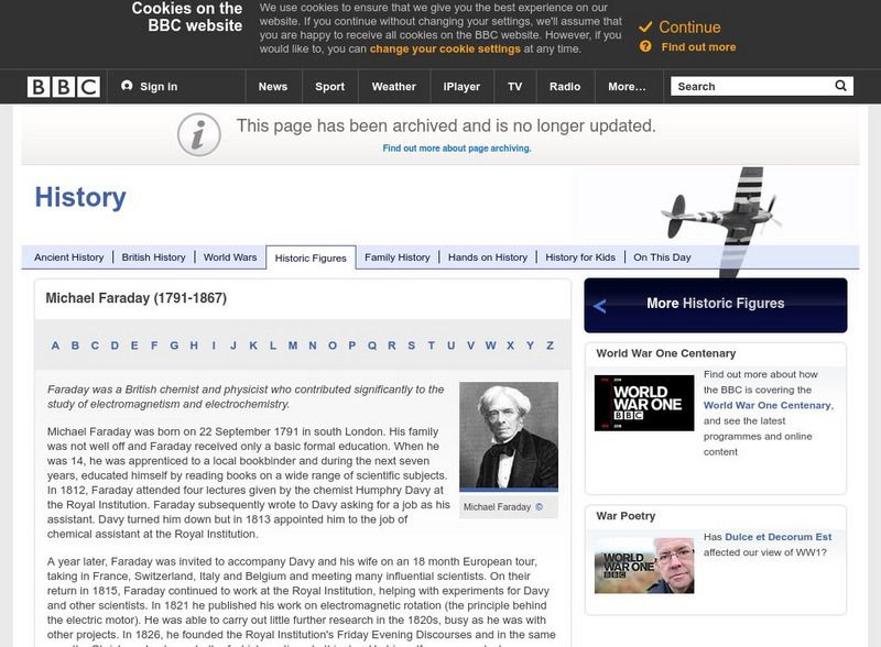 Bbc Historic Figures: Michael Faraday (1791 1867) Handout Bbc Historic Figures: Michael Faraday (1791 1867) Handout