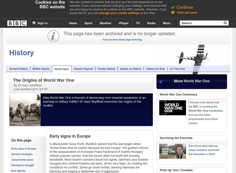 Bbc History: World Wars: World War One: Origins of World War One Website Bbc History: World Wars: World War One: Origins of World War One Website