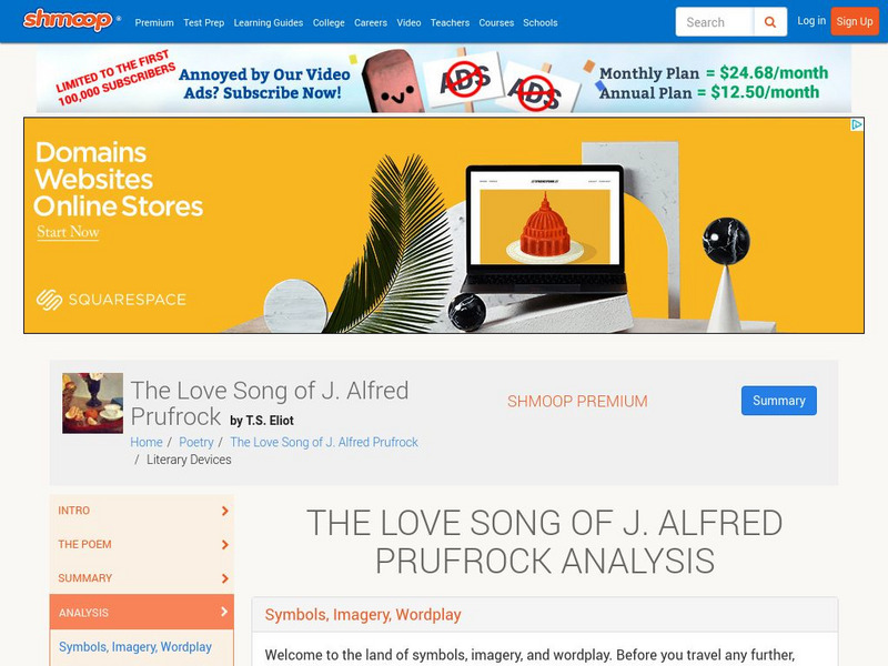 Shmoop: The Love Song of J. Alfred Hitchcock Activity Shmoop: The Love Song of J. Alfred Hitchcock Activity