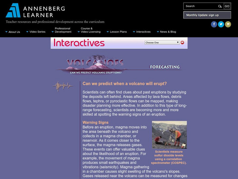 Annenberg Learner: Volcanoes: Forecasting Eruptions Interactive Annenberg Learner: Volcanoes: Forecasting Eruptions Interactive