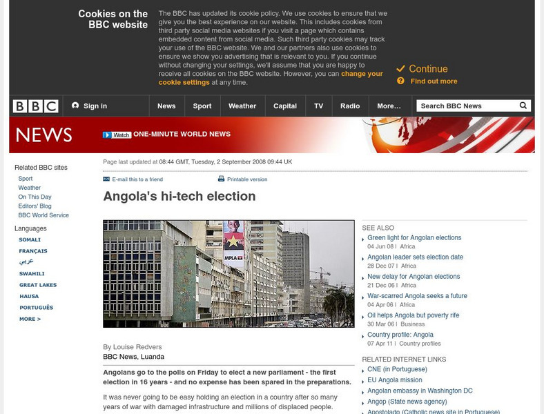 Bbc News: Angola's Hi Tech Election Website Bbc News: Angola's Hi Tech Election Website