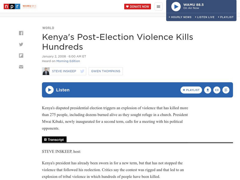 Npr: Kenya's Post Election Violence Kills Hundreds Website Npr: Kenya's Post Election Violence Kills Hundreds Website