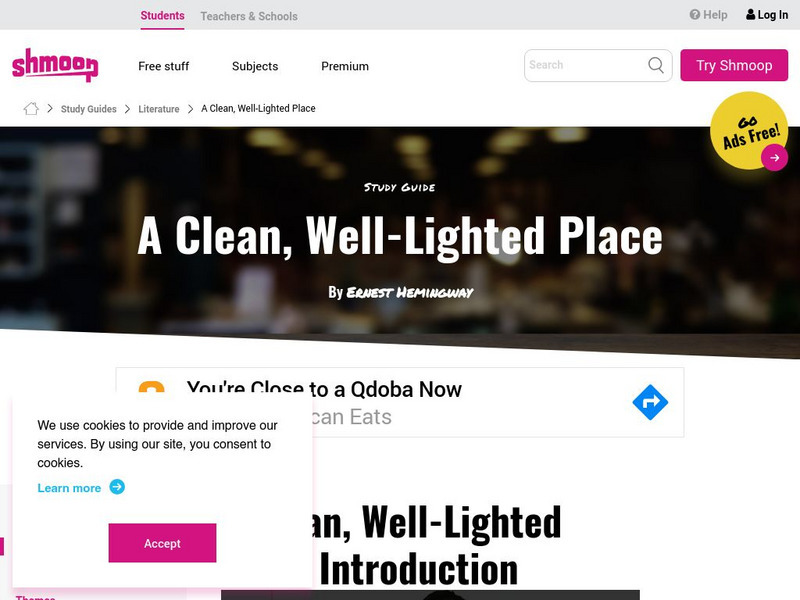 Shmoop: A Clean, Well Lighted Place Activity Shmoop: A Clean, Well Lighted Place Activity