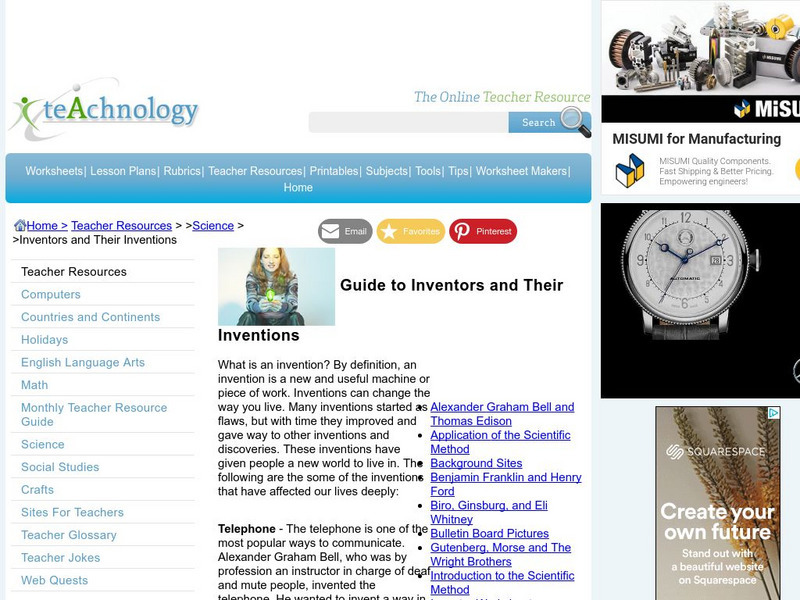 Teachnology: Inventors Teaching Theme Article Teachnology: Inventors Teaching Theme Article