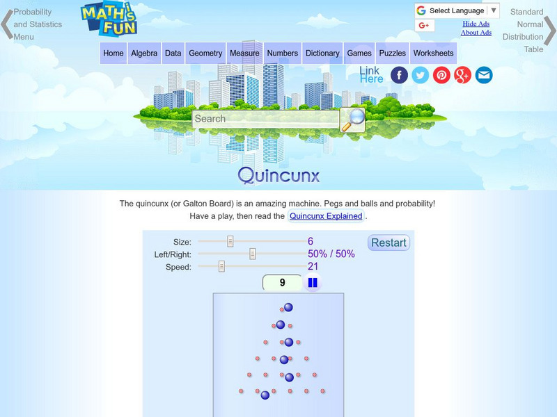 Math Is Fun: Quincunx Handout Math Is Fun: Quincunx Handout