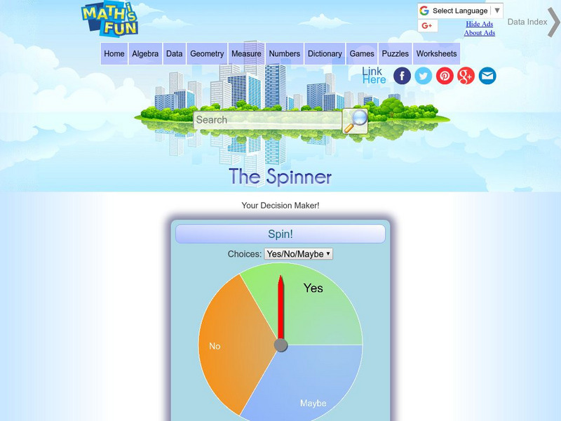 Math Is Fun: The Spinner: Your Decision Maker Activity Math Is Fun: The Spinner: Your Decision Maker Activity