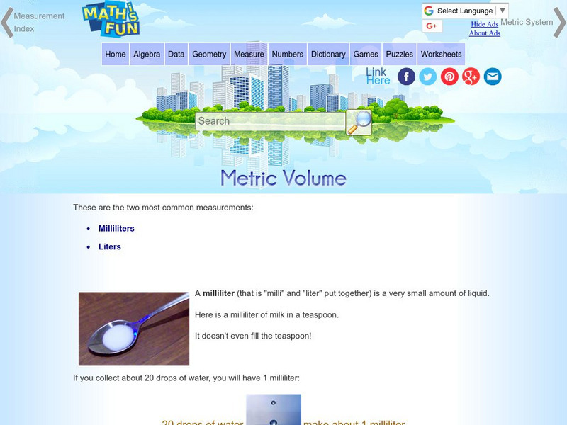 Math Is Fun: Metric Volume Activity Math Is Fun: Metric Volume Activity
