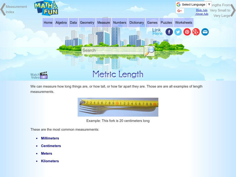 Math Is Fun: Metric Length Activity Math Is Fun: Metric Length Activity