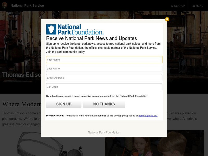 National Park Service: Thomas Edison National Historical Park: Thomas Edison Website National Park Service: Thomas Edison National Historical Park: Thomas Edison Website
