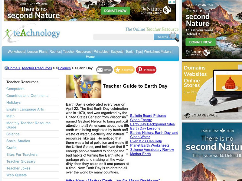Teachnology: Earth Day Teaching Theme Website Teachnology: Earth Day Teaching Theme Website