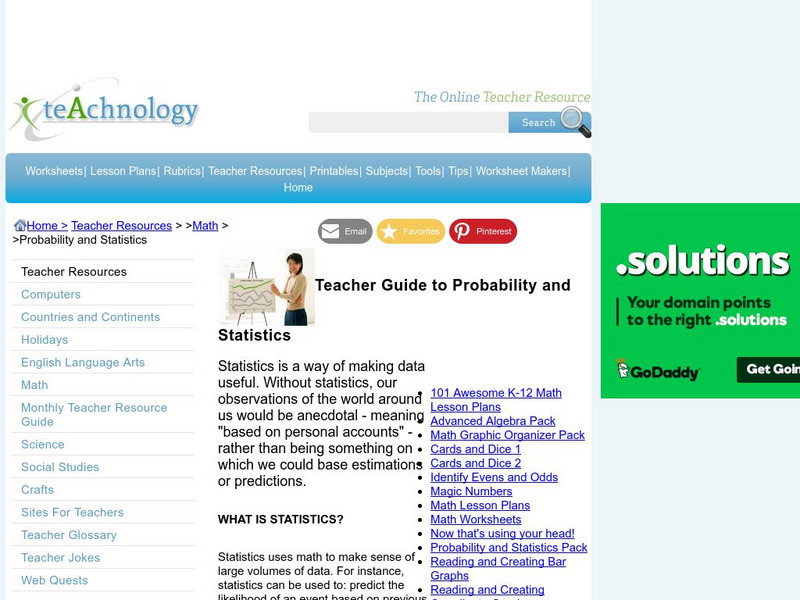 Teachnology: Teacher Guide to Probability and Statistics Website Teachnology: Teacher Guide to Probability and Statistics Website