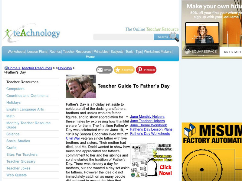 Teachnology: Father's Day Teaching Theme Website