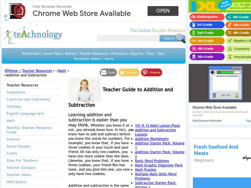 Teachnology: Addition and Subtraction Teaching Theme Professional Doc Teachnology: Addition and Subtraction Teaching Theme Professional Doc