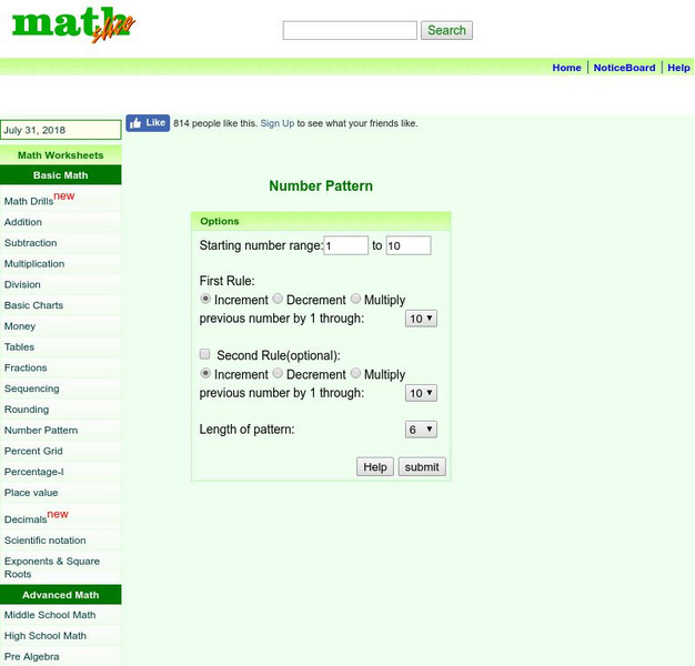 Math Slice: Number Patterns: Math Worksheets Activity Math Slice: Number Patterns: Math Worksheets Activity