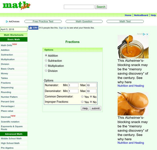 Math Slice: Fractions: Math Worksheets Unknown Type Math Slice: Fractions: Math Worksheets Unknown Type