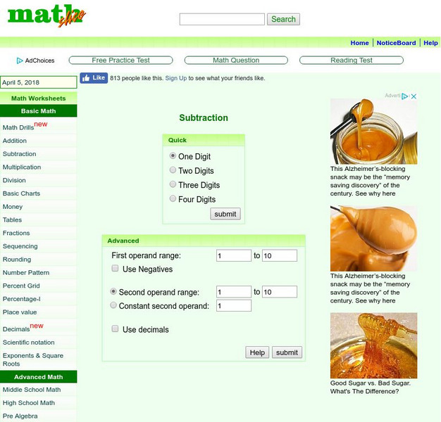 Math Slice: Subtraction: Math Worksheets Unknown Type Math Slice: Subtraction: Math Worksheets Unknown Type