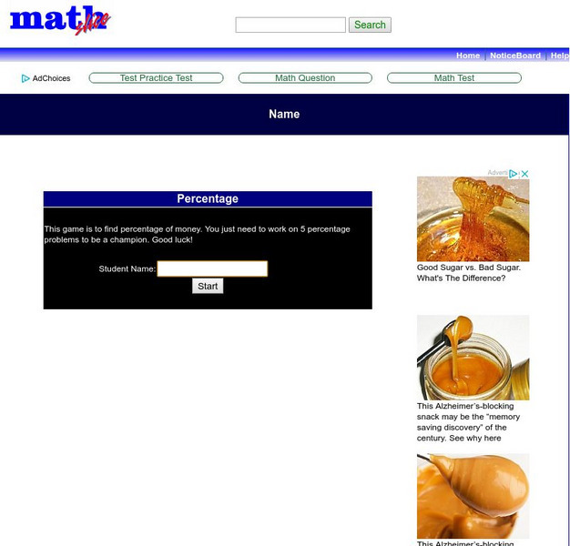 Math Slice: Percentage Game Activity Math Slice: Percentage Game Activity