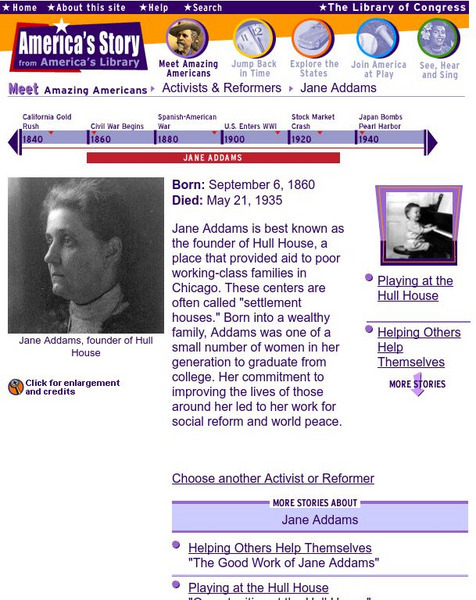 Loc: America's Story: Jane Addams Handout