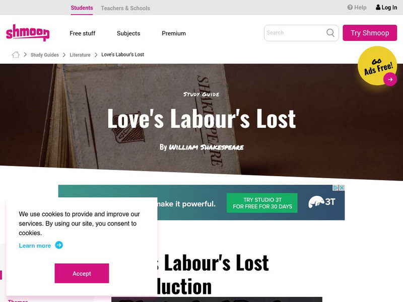 Shmoop: Love's Labour's Lost Activity Shmoop: Love's Labour's Lost Activity