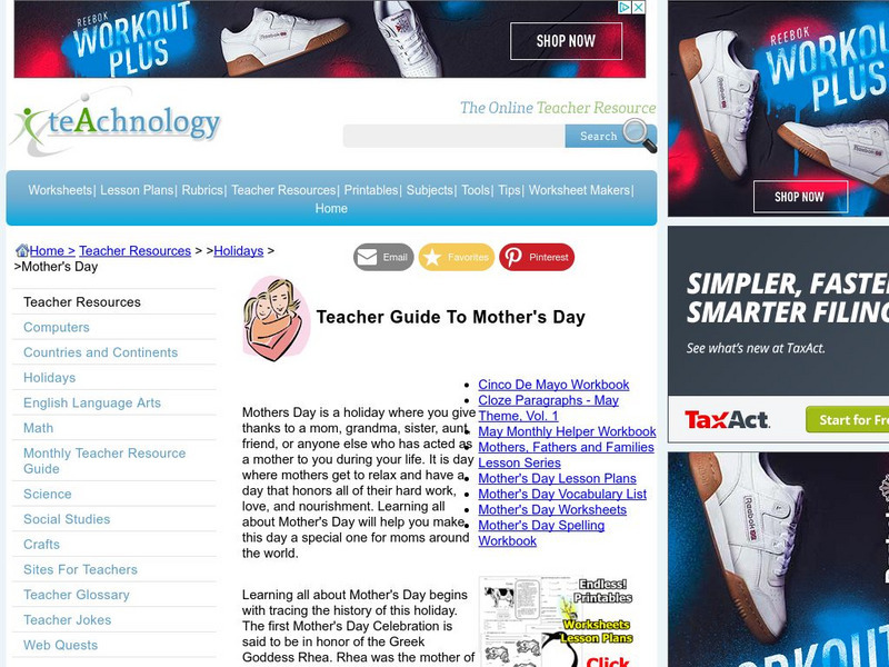 Teachnology: Mother's Day Teaching Theme Website Teachnology: Mother's Day Teaching Theme Website