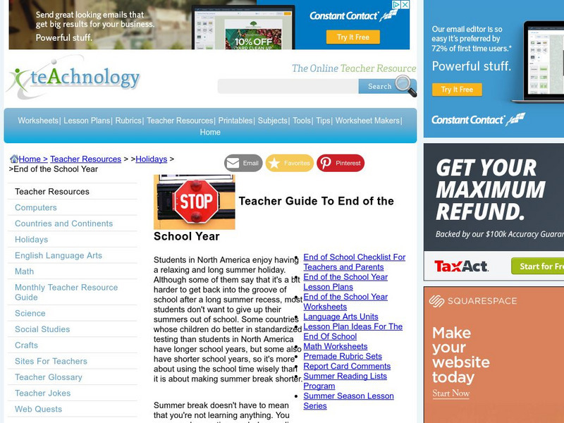 Teachnology: End of Year Teaching Theme Website Teachnology: End of Year Teaching Theme Website