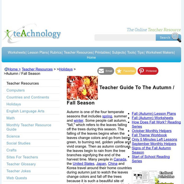 Teachnology: Fall (Autumn) Season Teaching Theme Website Teachnology: Fall (Autumn) Season Teaching Theme Website