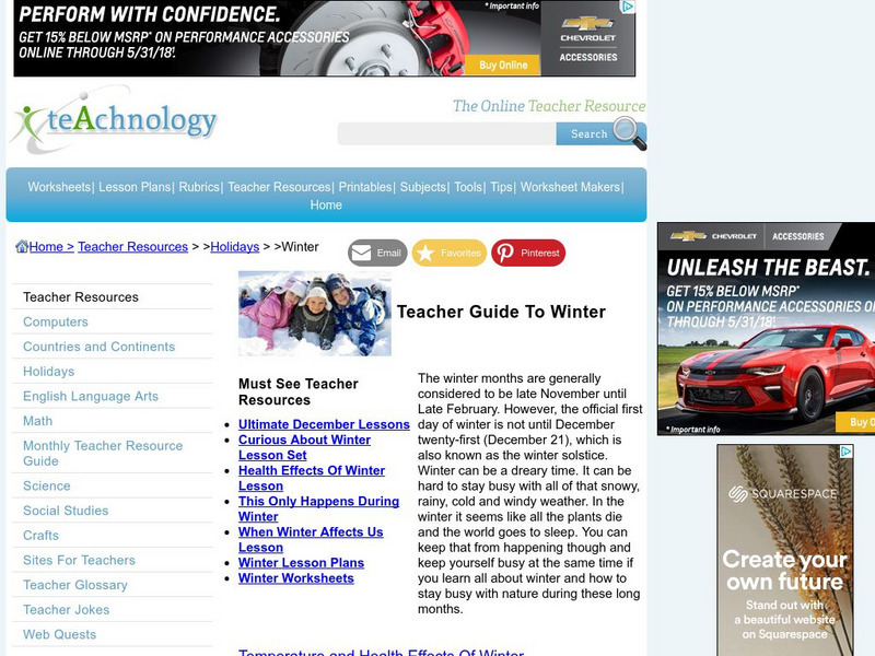 Teachnology: Winter Teaching Theme Website
