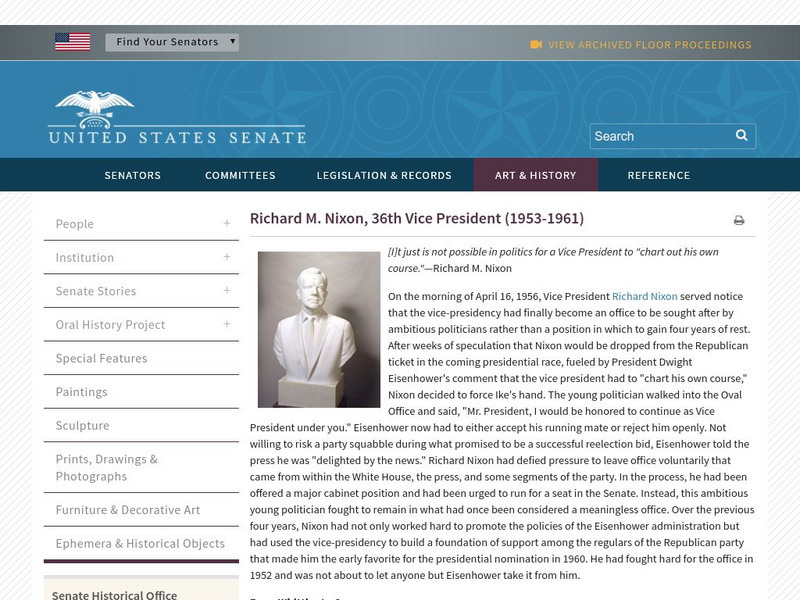 U.s. Senate: Richard M. Nixon, 36th Vice President Handout