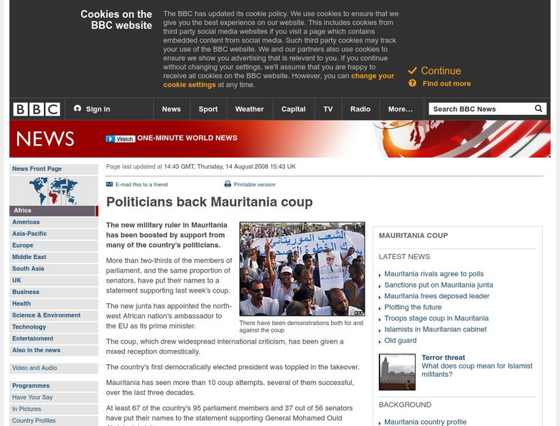 Bbc News: Politicians Back Mauritania Coup Website