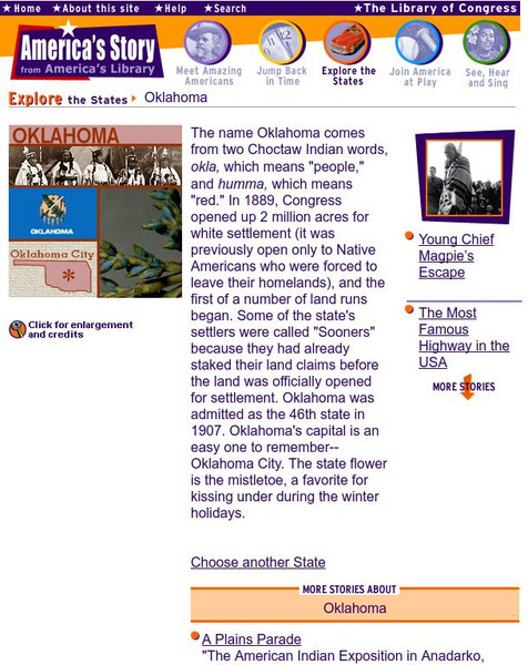 Loc: America's Story: Oklahoma Handout Loc: America's Story: Oklahoma Handout