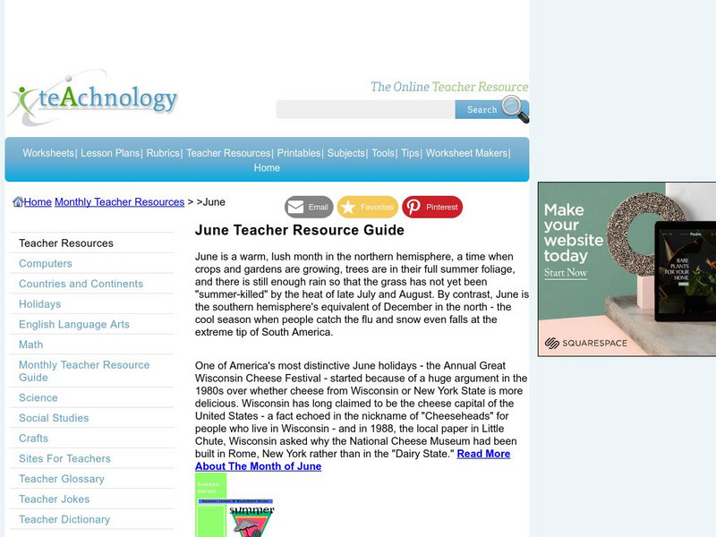 Teachnology: June Monthly Teacher Resource Guide Website Teachnology: June Monthly Teacher Resource Guide Website