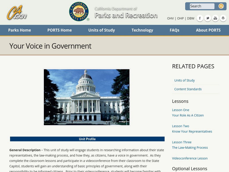 California State Parks: Your Voice in Government Unit Plan California State Parks: Your Voice in Government Unit Plan