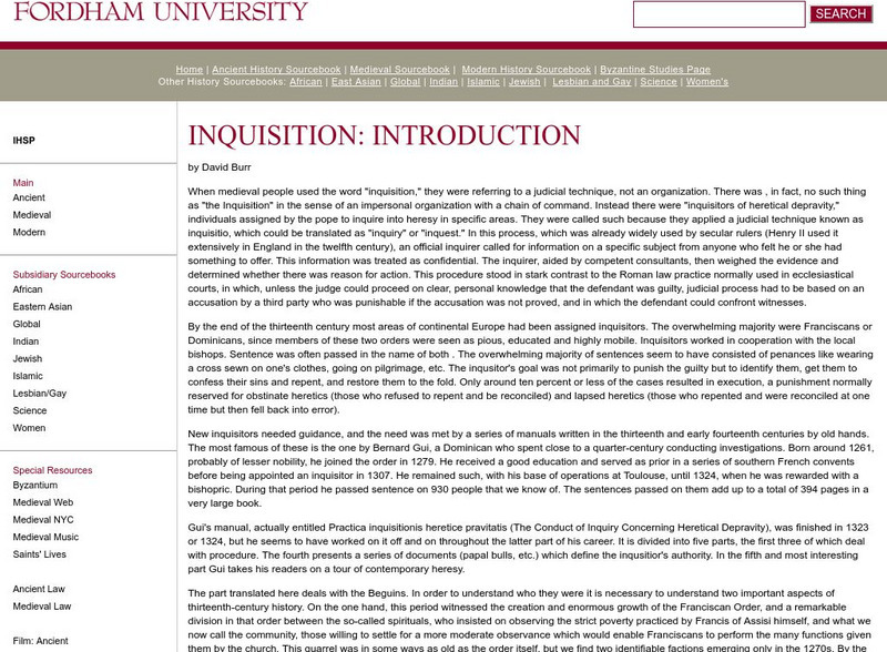 Fordham University: Medieval Sourcebook: Inquisition eBook Fordham University: Medieval Sourcebook: Inquisition eBook
