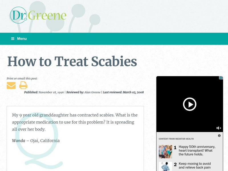 Dr. Green: Appropriate Treatment for Scabies Website