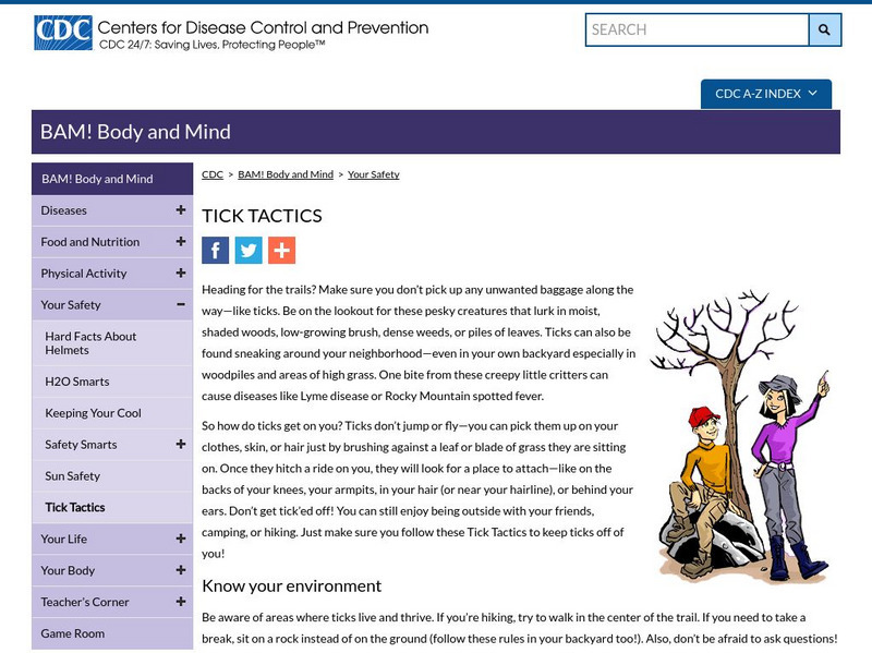 Centers for Disease Control: Bam! Your Safety: Tick Tactics Unit Plan Centers for Disease Control: Bam! Your Safety: Tick Tactics Unit Plan