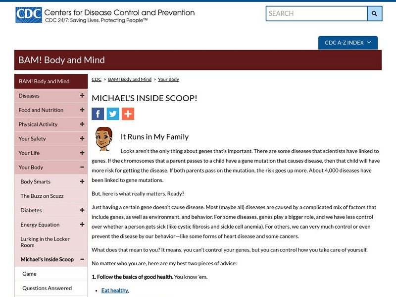 Centers for Disease Control: Bam! Your Body: Inside Scoop: Genetics Unit Plan Centers for Disease Control: Bam! Your Body: Inside Scoop: Genetics Unit Plan