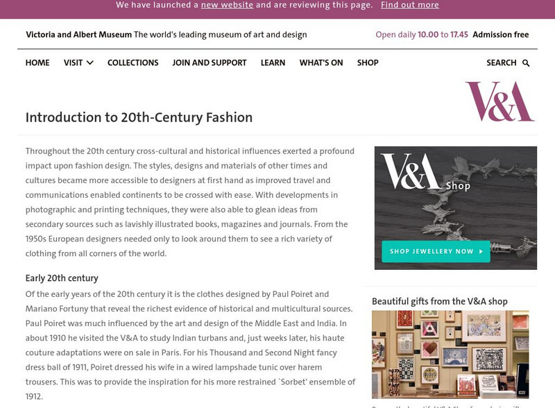 Victoria & Albert Museum: Introduction to 20th Century Fashion Article Victoria & Albert Museum: Introduction to 20th Century Fashion Article