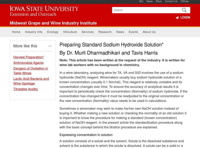 Iowa State University: Standardizing Sodium Hydroxide Unit Plan Iowa State University: Standardizing Sodium Hydroxide Unit Plan