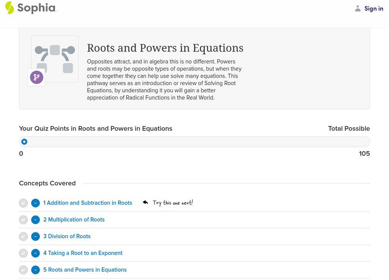 Sophia: Roots and Powers in Equations Unit Plan