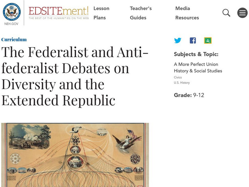 Neh: Edsit Ement: The Debates on Diversity and the Extended Republic Lesson Plan Neh: Edsit Ement: The Debates on Diversity and the Extended Republic Lesson Plan