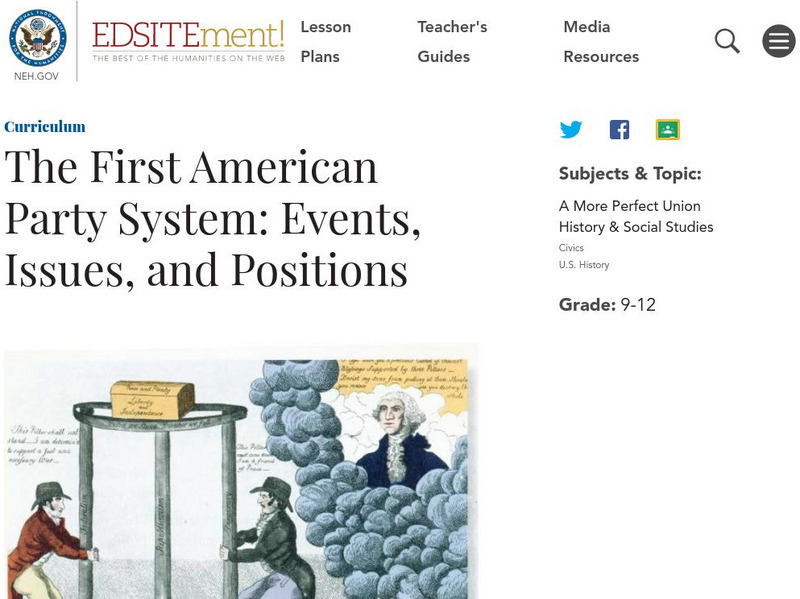Neh: Edsit Ement: The First American Party System: Events, Issues, and Positions Lesson Plan Neh: Edsit Ement: The First American Party System: Events, Issues, and Positions Lesson Plan
