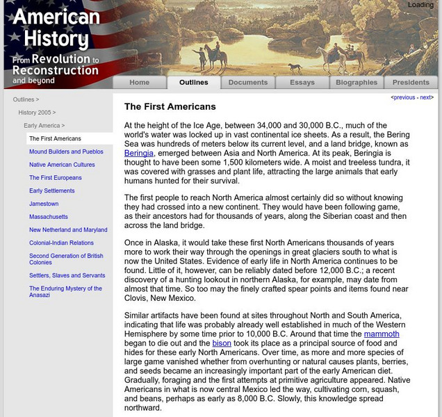 American History: Outlines: The First Americans Website American History: Outlines: The First Americans Website