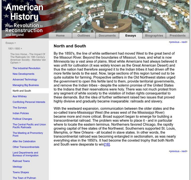 American History: Essays: The Iron Horse: North and South Article American History: Essays: The Iron Horse: North and South Article