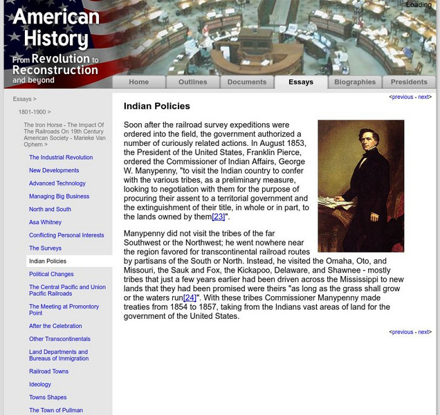 American History: Essays: The Iron Horse: Indian Policies Article American History: Essays: The Iron Horse: Indian Policies Article
